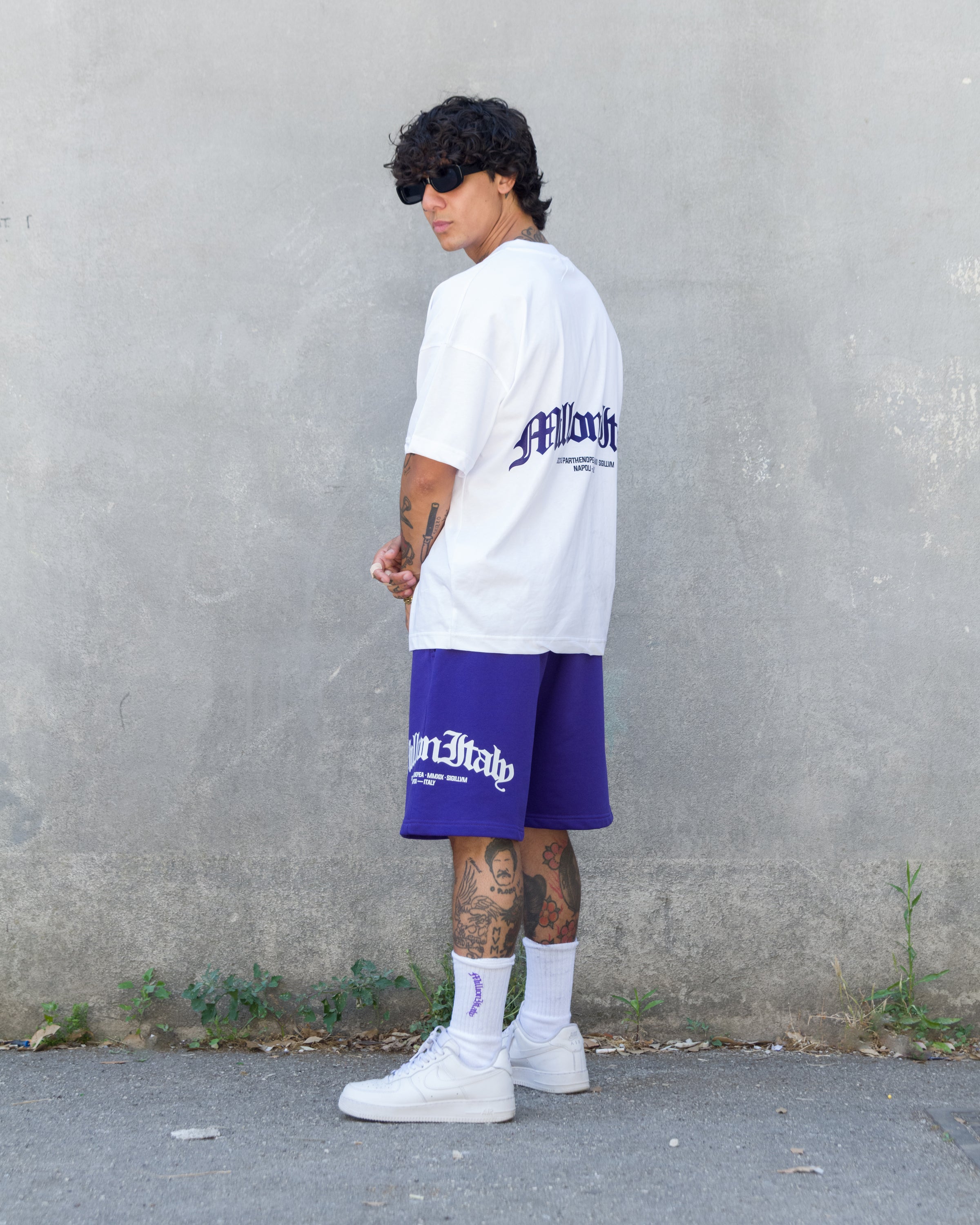 T-Shirt Weißes Arch Logo Violett