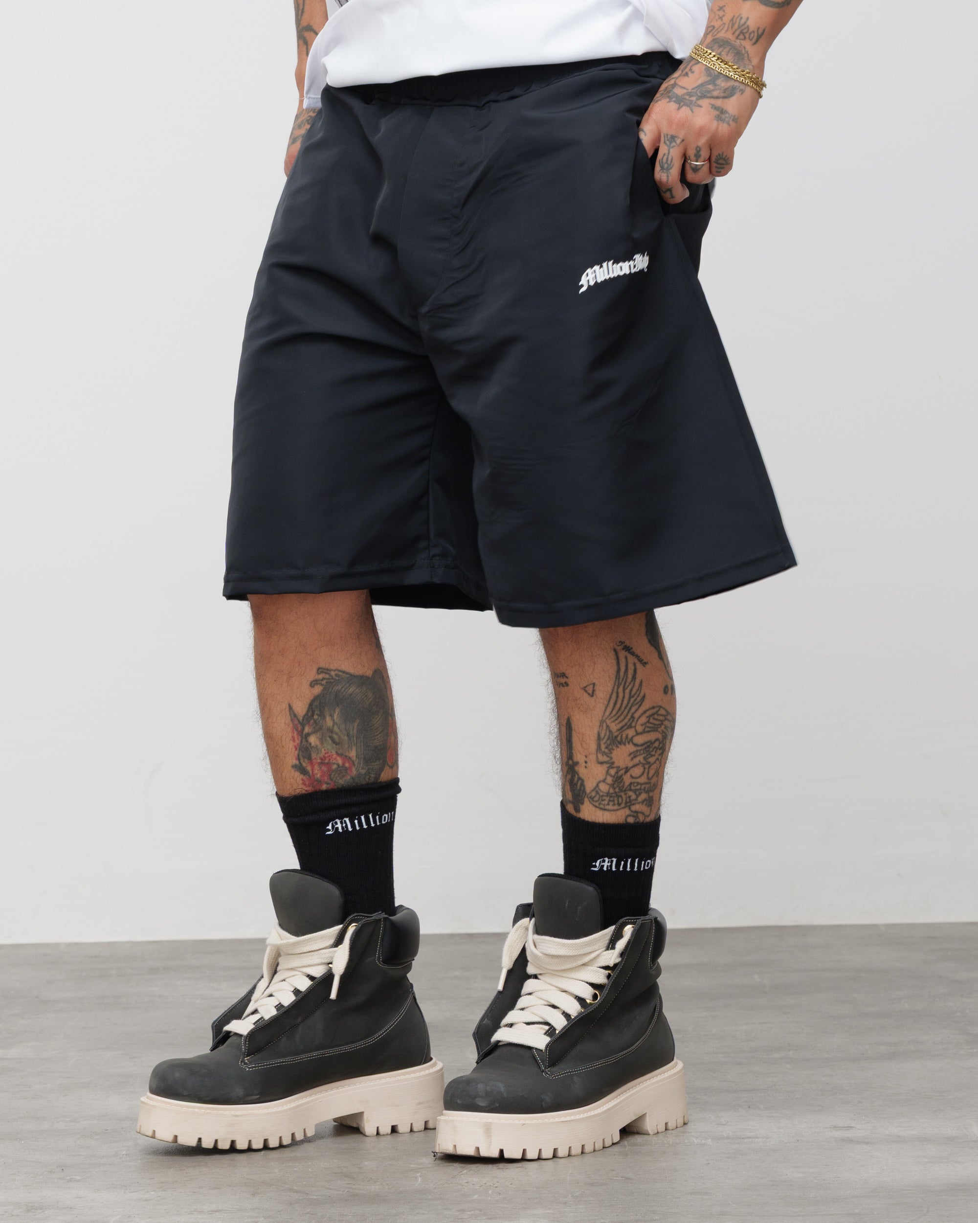 Shorts Tech Nero - Logo Bianco