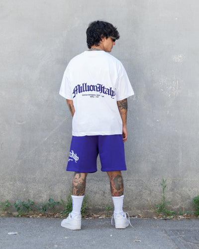 Lila Shorts mit Logo-Bogen