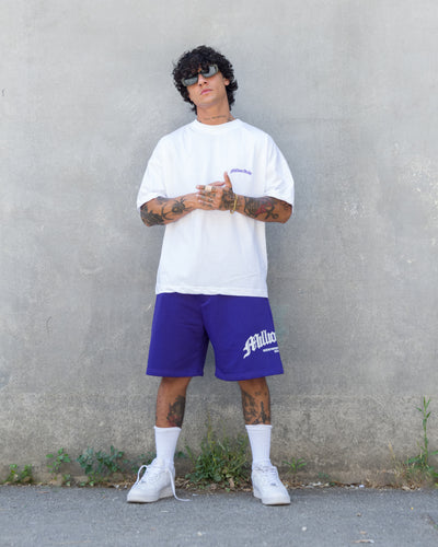 Lila Shorts mit Logo-Bogen