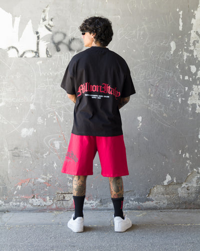Rote Shorts mit Arch Logo