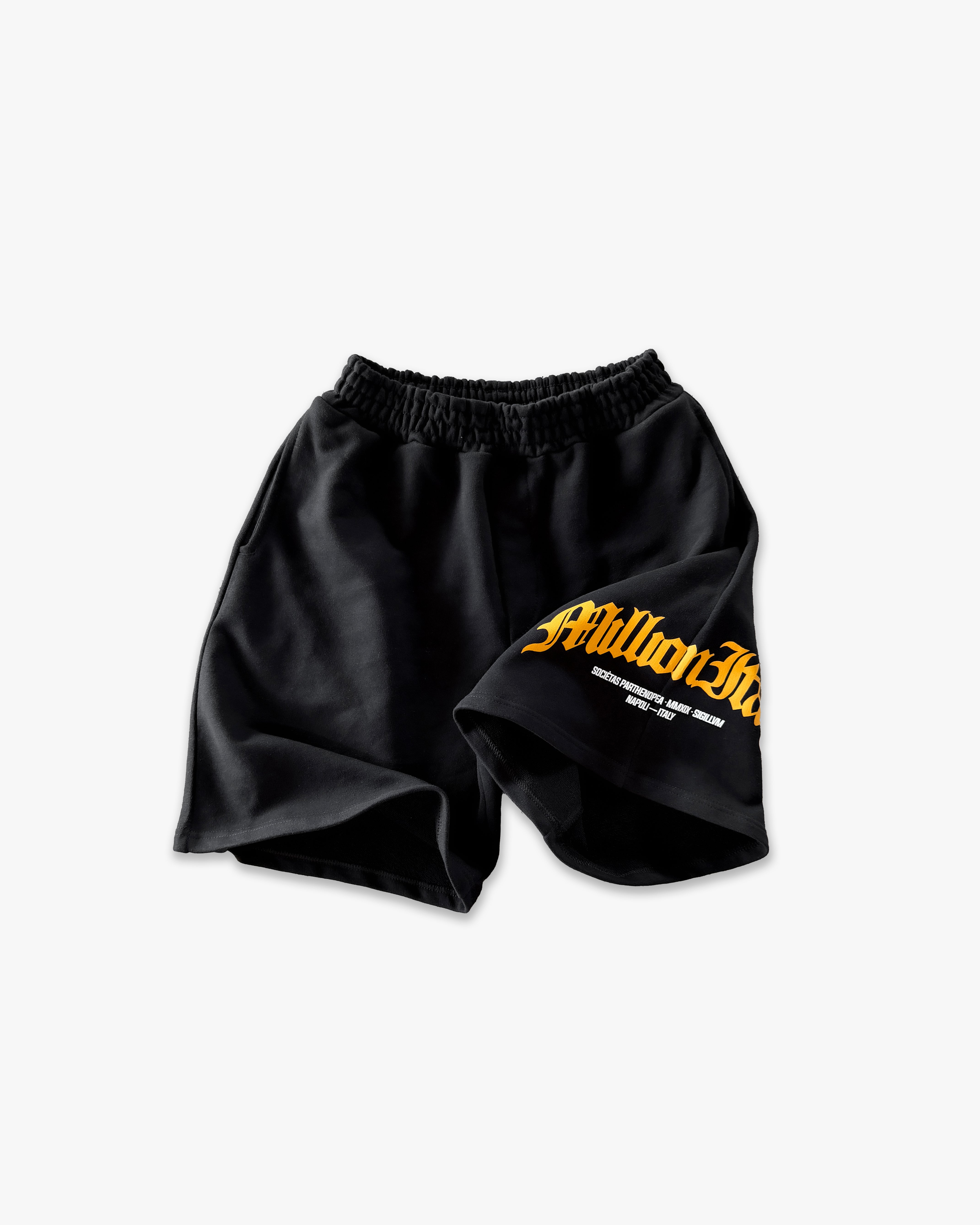 Schwarze Shorts mit Arch-Logo