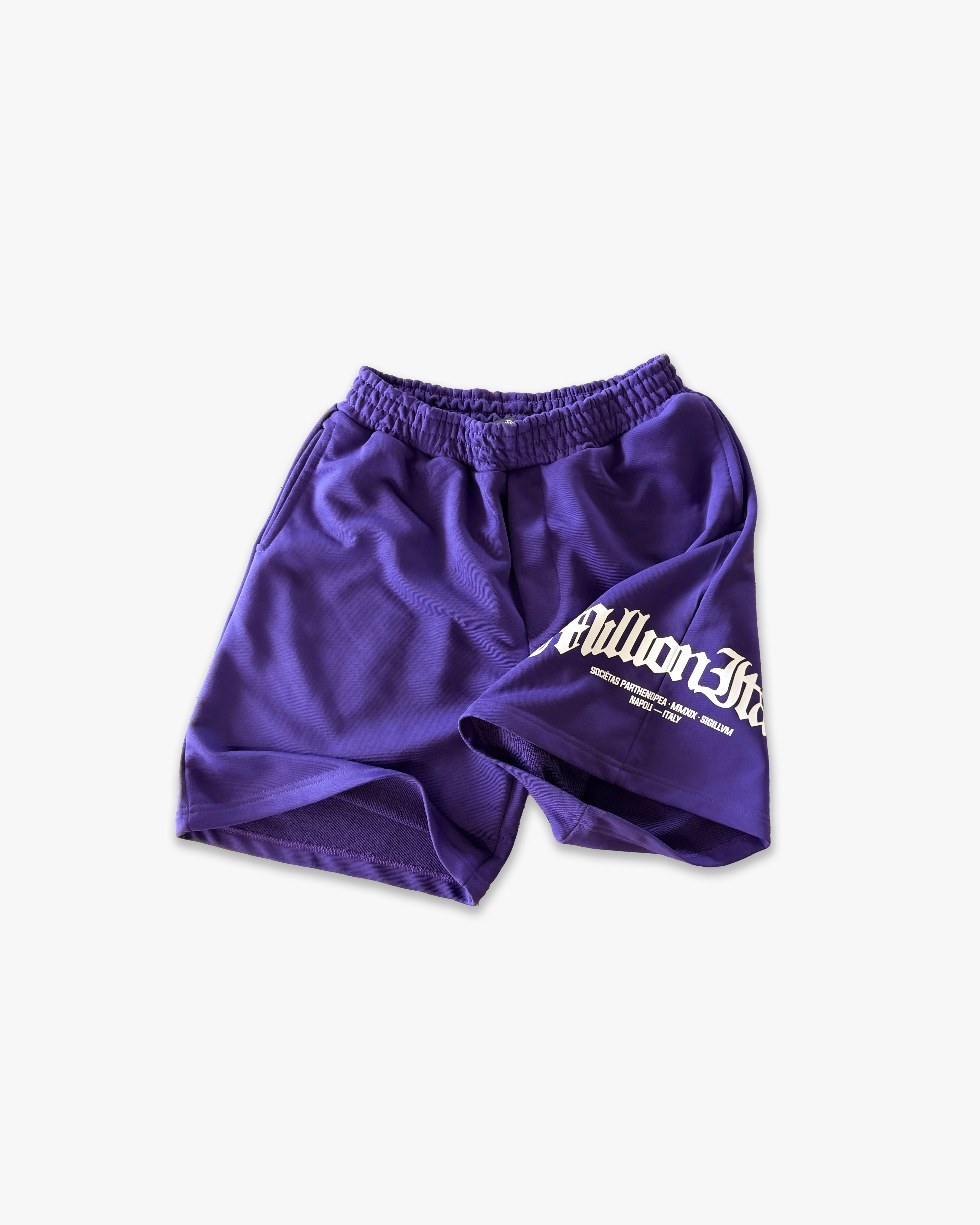 Lila Shorts mit Logo-Bogen